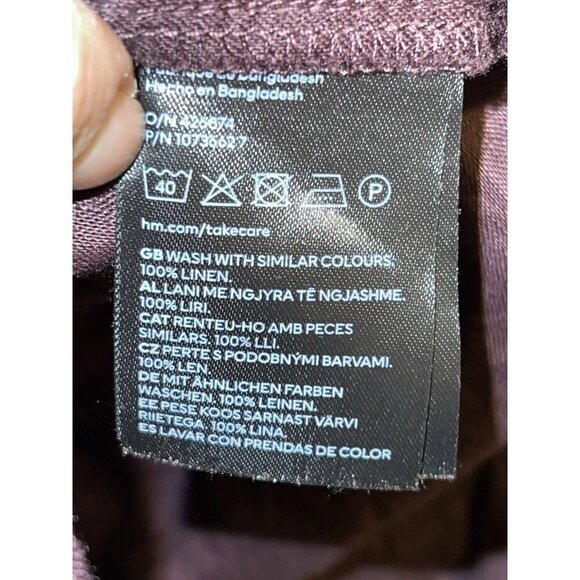 H&M Women’s 100% Linen Relaxed Fit Long Sleeve Button Shirt Sz S - Picture 9 of 9